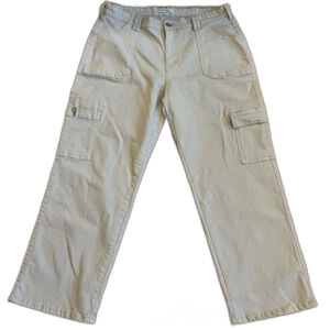 Kensie Wide Leg Cargo Jeans Beige Size 14